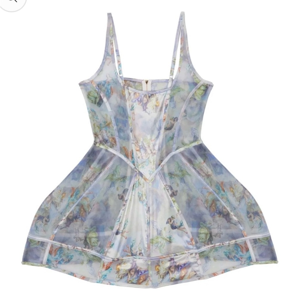 Wolf & Whistle Gracie renaissance printed boned underbust dress